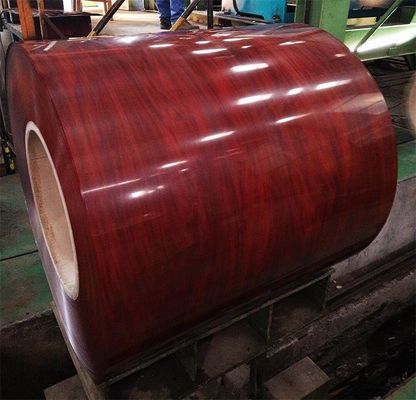 ASTM Standard Wood Grain Colour Coated Galvanized Strip Coil PPGI Steel Coil for Roofing Sheet SIRM Πιστοποιημένο και εγκεκριμένο