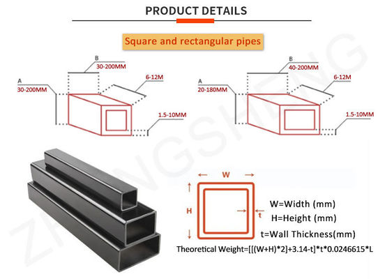 API Pipe Prime ASTM 50 x 50 Square Tubing για Carports Square Galvanized Tube και μήκος 1-6m