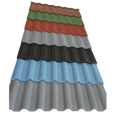 Υλικό PVC και βάρος 2,7 kg/τ.μ. Μπλε ανθεκτικό στην εξασθένιση πέτρινο επιχρισμένο μεταλλικό κεραμίδιο οροφής με υψηλή αντοχή