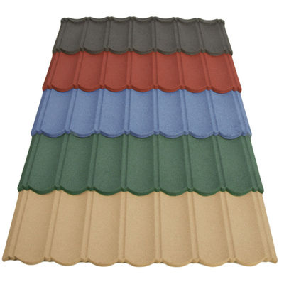 Υλικό PVC και βάρος 2,7 kg/τ.μ. Μπλε ανθεκτικό στην εξασθένιση πέτρινο επιχρισμένο μεταλλικό κεραμίδιο οροφής με υψηλή αντοχή